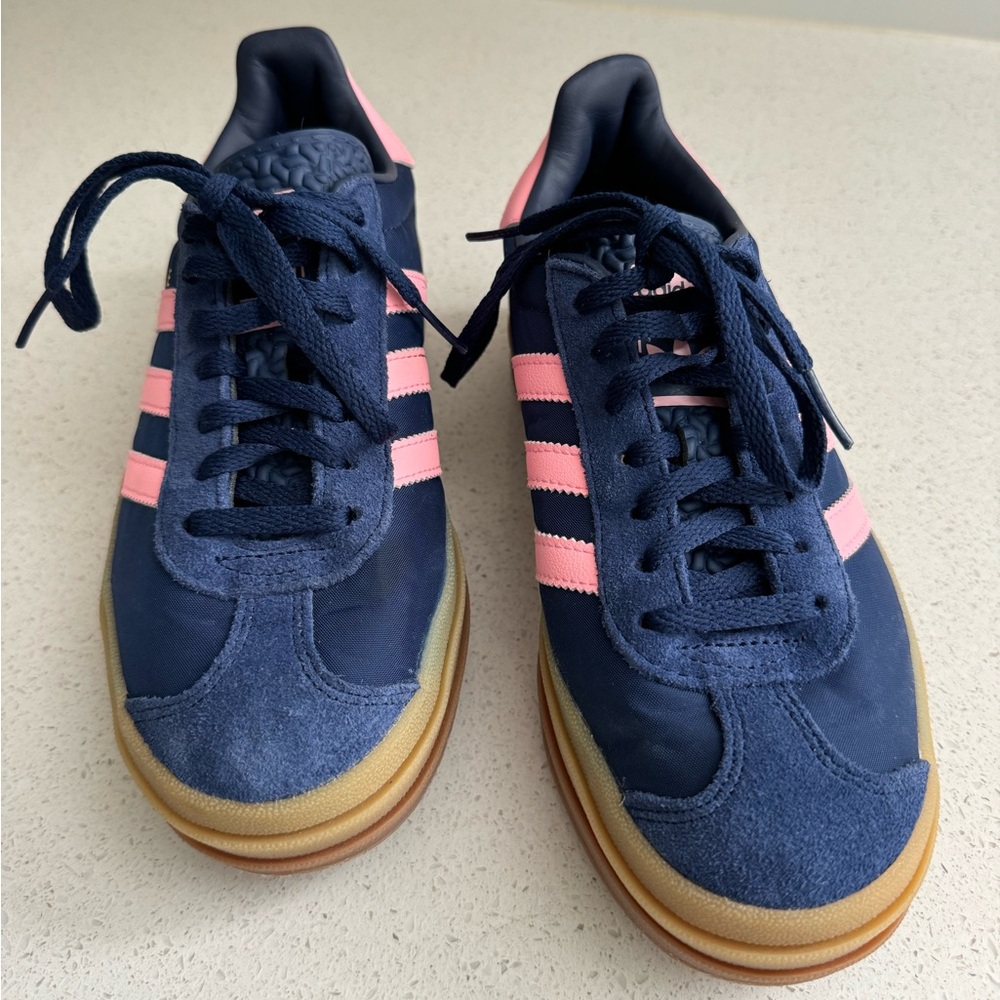 Adidas Gazelle Bold Platform Sneakers US Size 6 Dark Blue/Pink - Picture 2 of 8